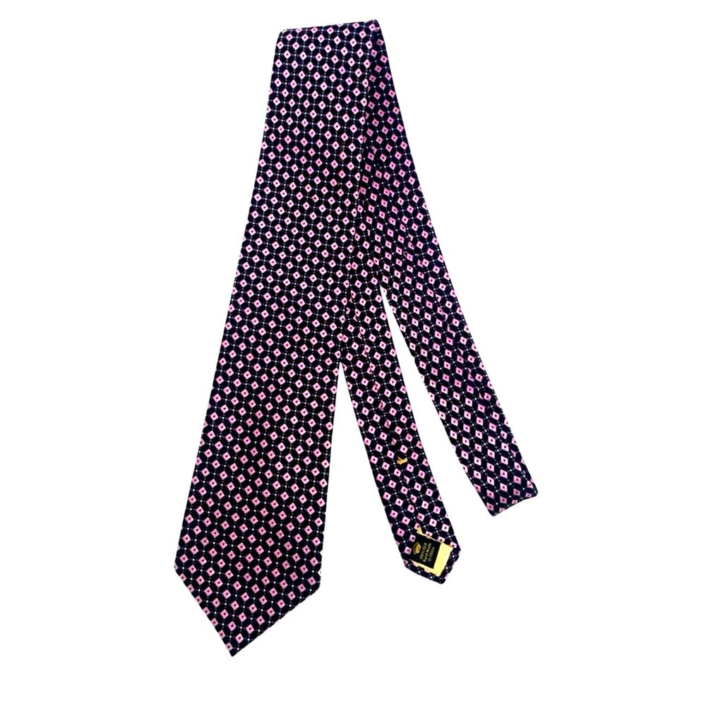 COUNTESS MARA MEN'S TIE BLACK, PINK/GEOMETRIC Width: 3.75" LENGTH 60”